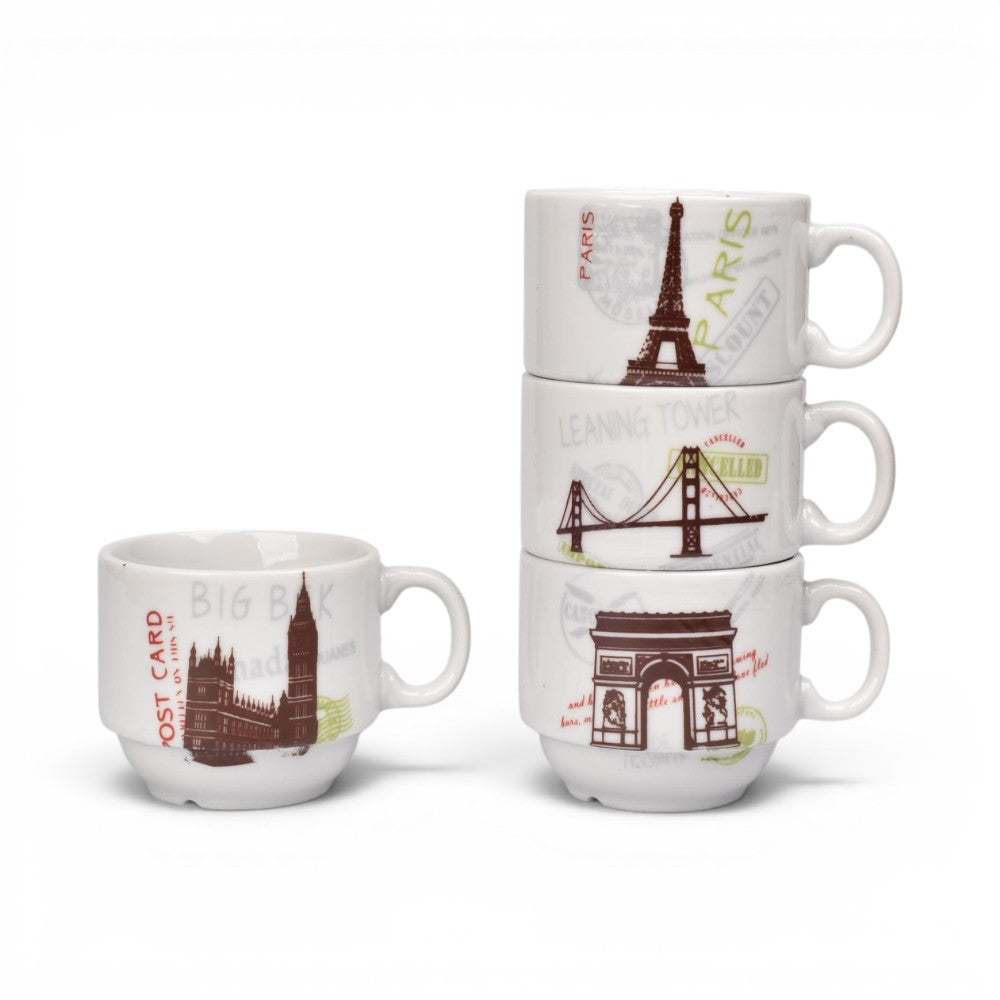 pocillo set 4pcs ceramica con base dim:7x17cm