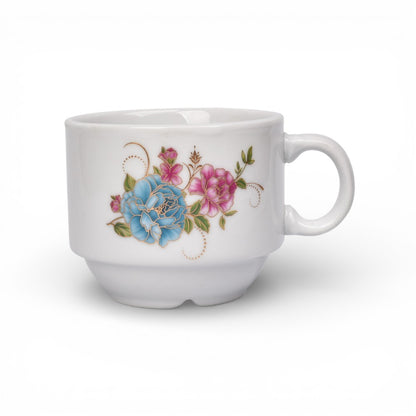 POCILLO SET 4PCS CERAMICA DISEÑOS  CON BASE  160ML DIM:7X7X6