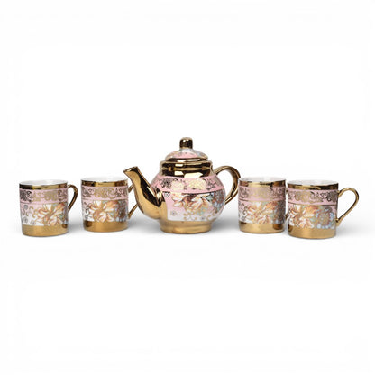 SET POCILLOS 5PCS CON BASE COLOR ROSADO 90ML DIM:5X5X5