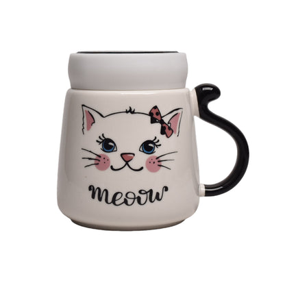 MUG POCILLO CON TAPA FORMA GATOS EN CERAMICA