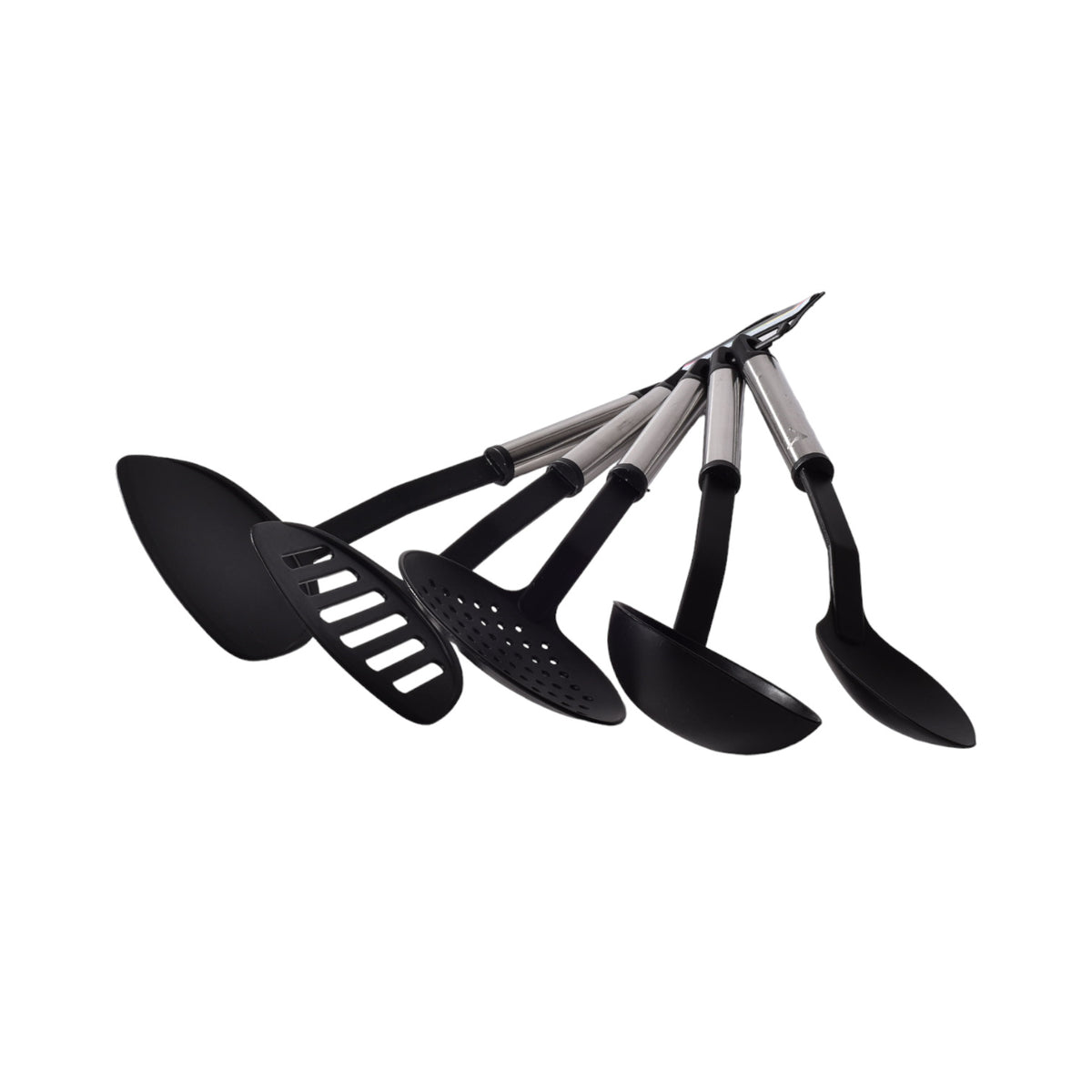 set de 6 utensilios cocina silicona plastico negro dim:10x38