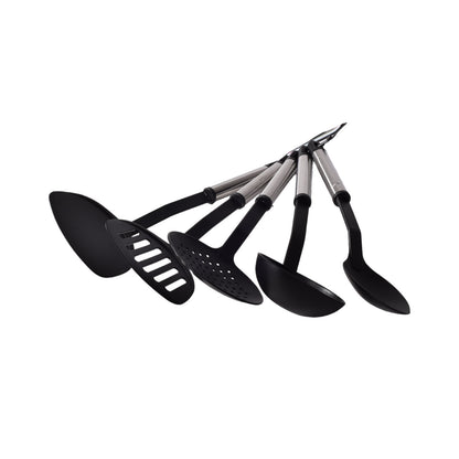 SET DE 6 UTENSILIOS COCINA SILICONA PLASTICO NEGRO DIM:10X38