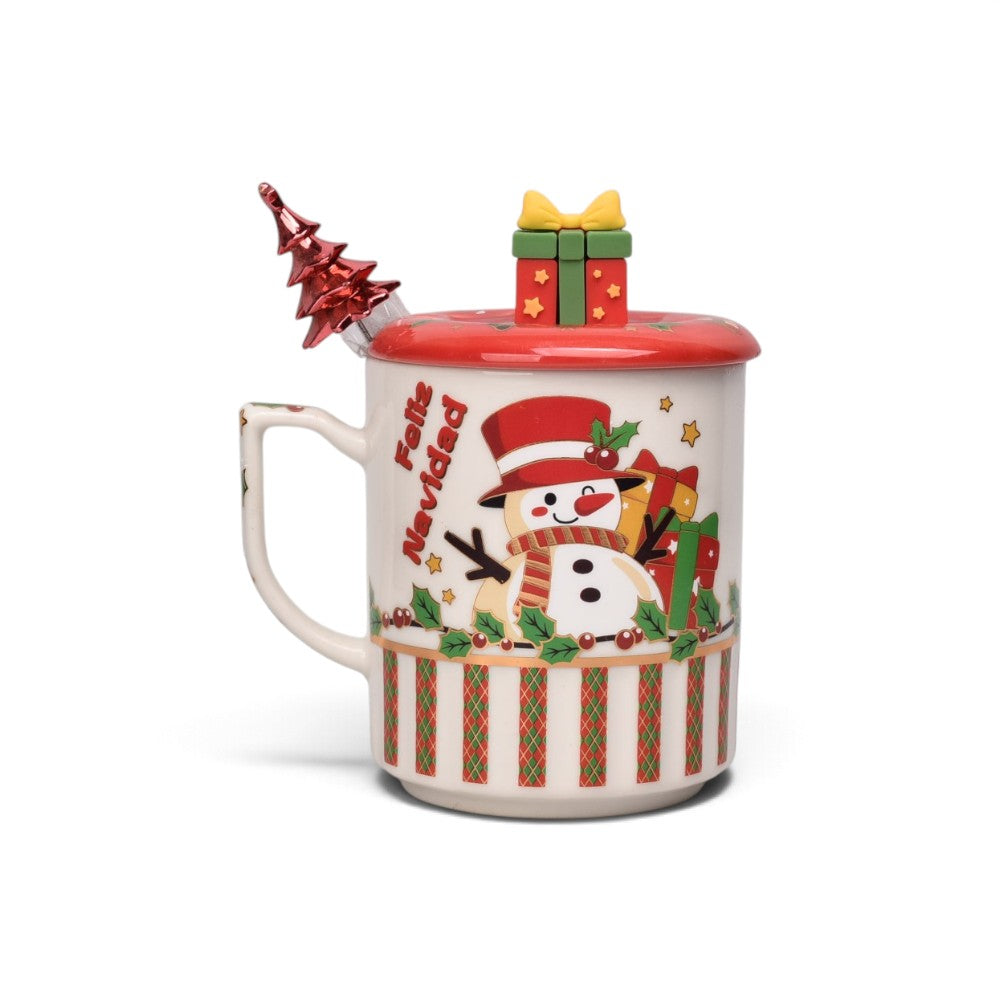 pocillo set ceramica con cuchara navidad 300ml