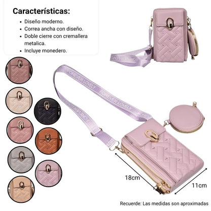 BOLSO PARA DAMA SINTETICO CON MONEDERO DIM: 11X18X7