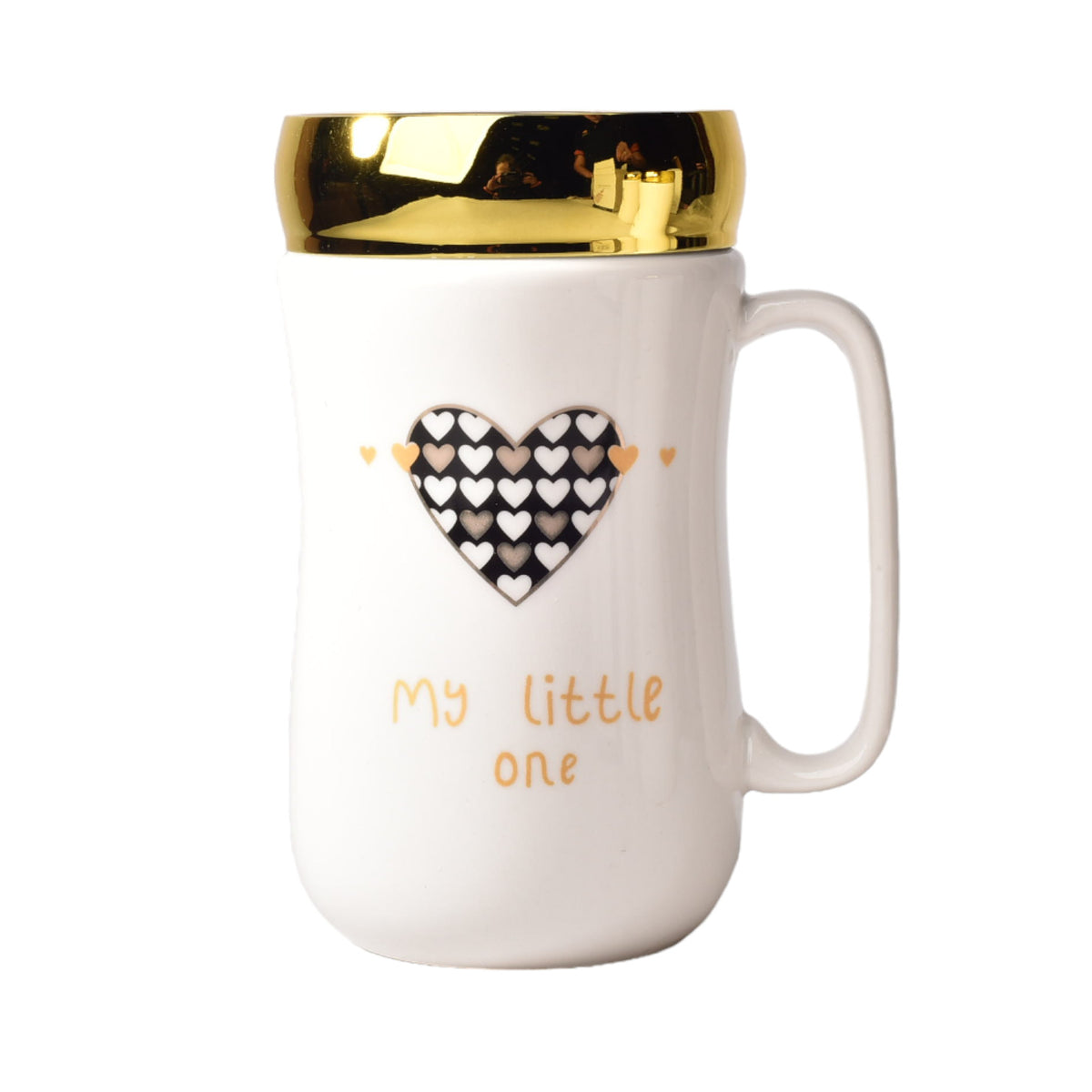 mug pocillo ceramica diseño corazones con tapa 400ml