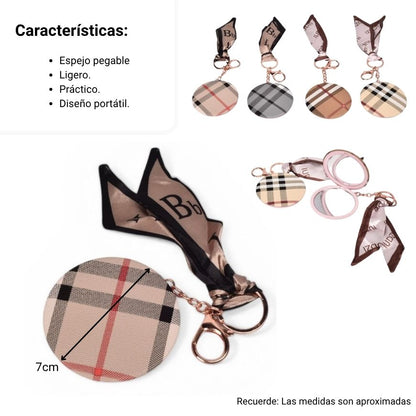ESPEJO REDONDO PEQUEÑO DE CARTERA CUADROS