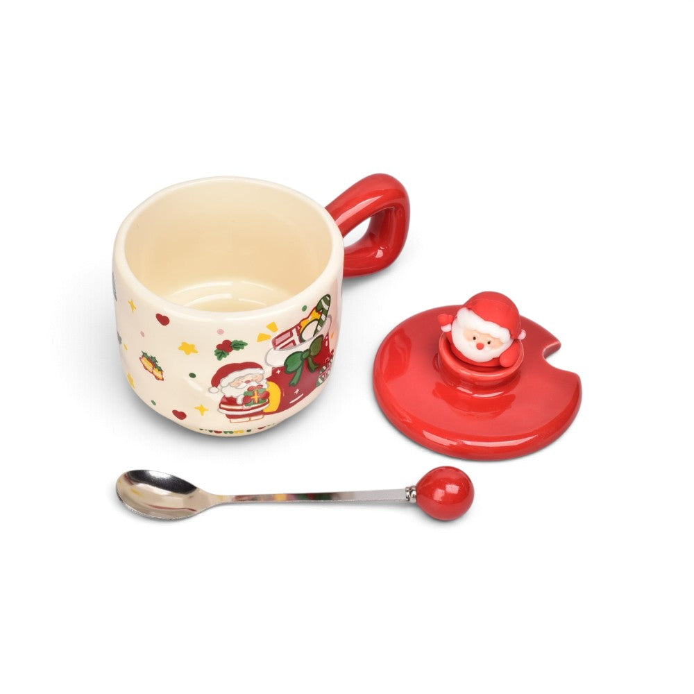 mug pocillo ceramica con tapa y cuchara 400ml