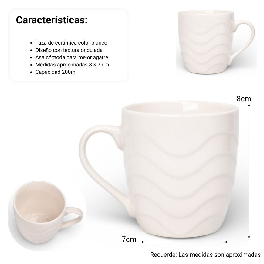 mug pocillo ceramica blanco 200ml dim:7x7x8