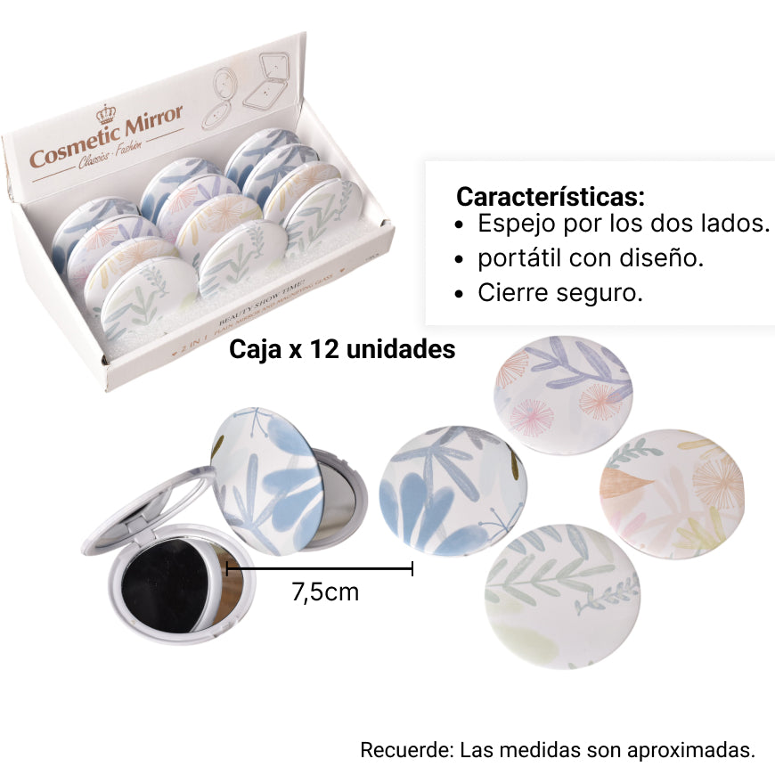 espejo vidrio sintetico plastico pequeño cartera varios dise