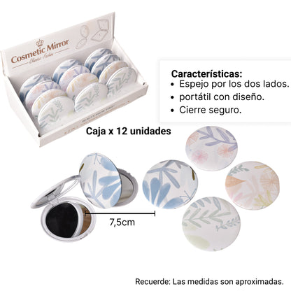 ESPEJO VIDRIO SINTETICO PLASTICO PEQUEÑO CARTERA VARIOS DISE