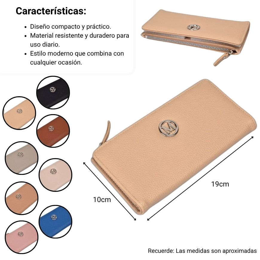 billetera mujer sintetico dim: 19x9x2