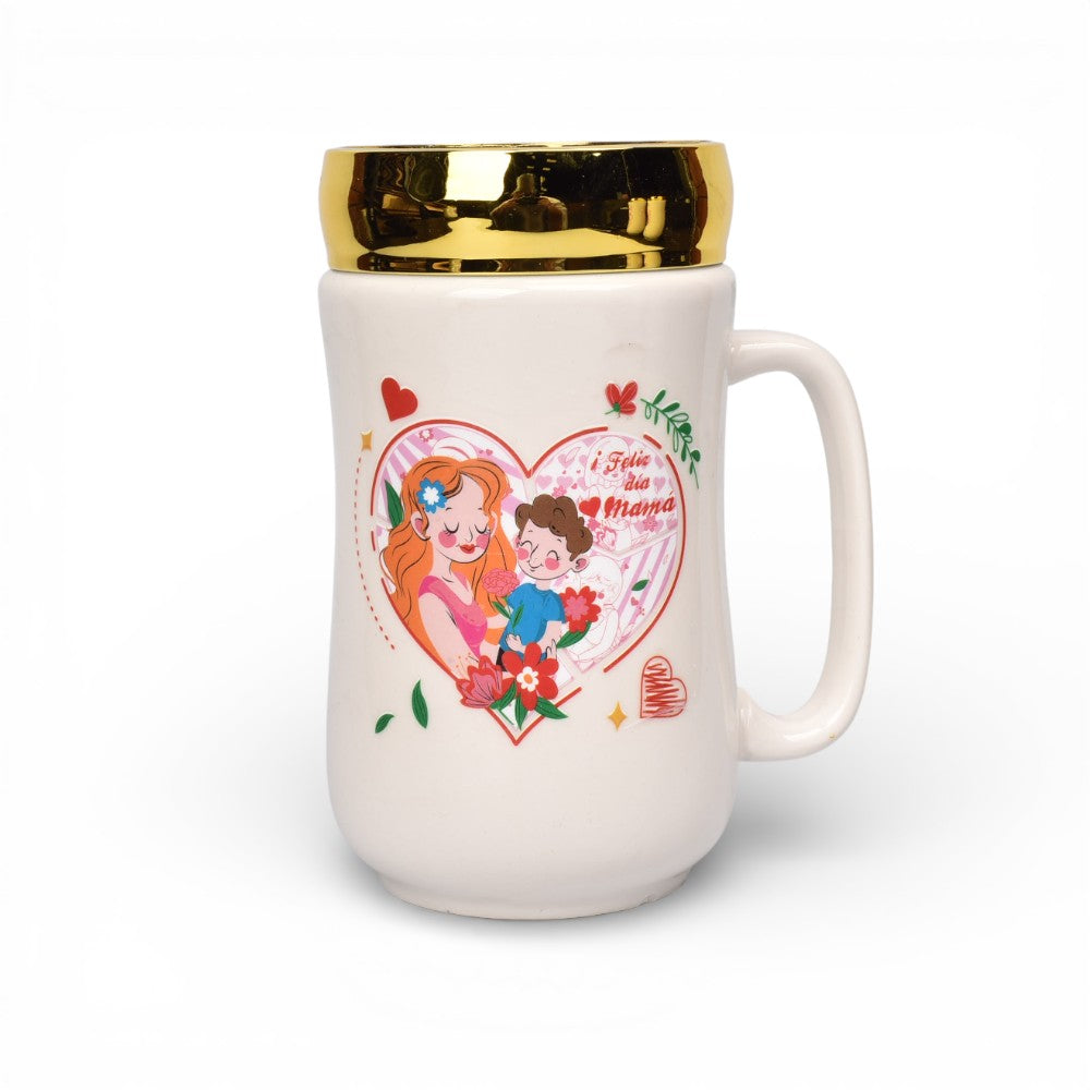 mug pocillo ceramica tapa espejo 420ml dim:6x6x13