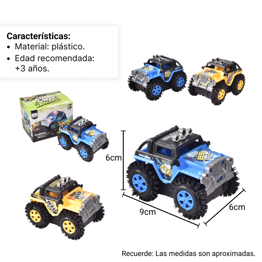 carro loco acrobacias 360 para niños de pila aa