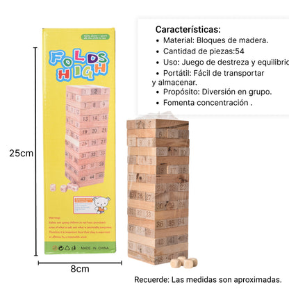 JUGUETE DE MESA JENGA MADERA DIM:8X8X25CM