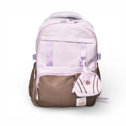 MALETA MORRAL NEGRO ROSADO Y LILA POLIESTER DIM:45X30X12