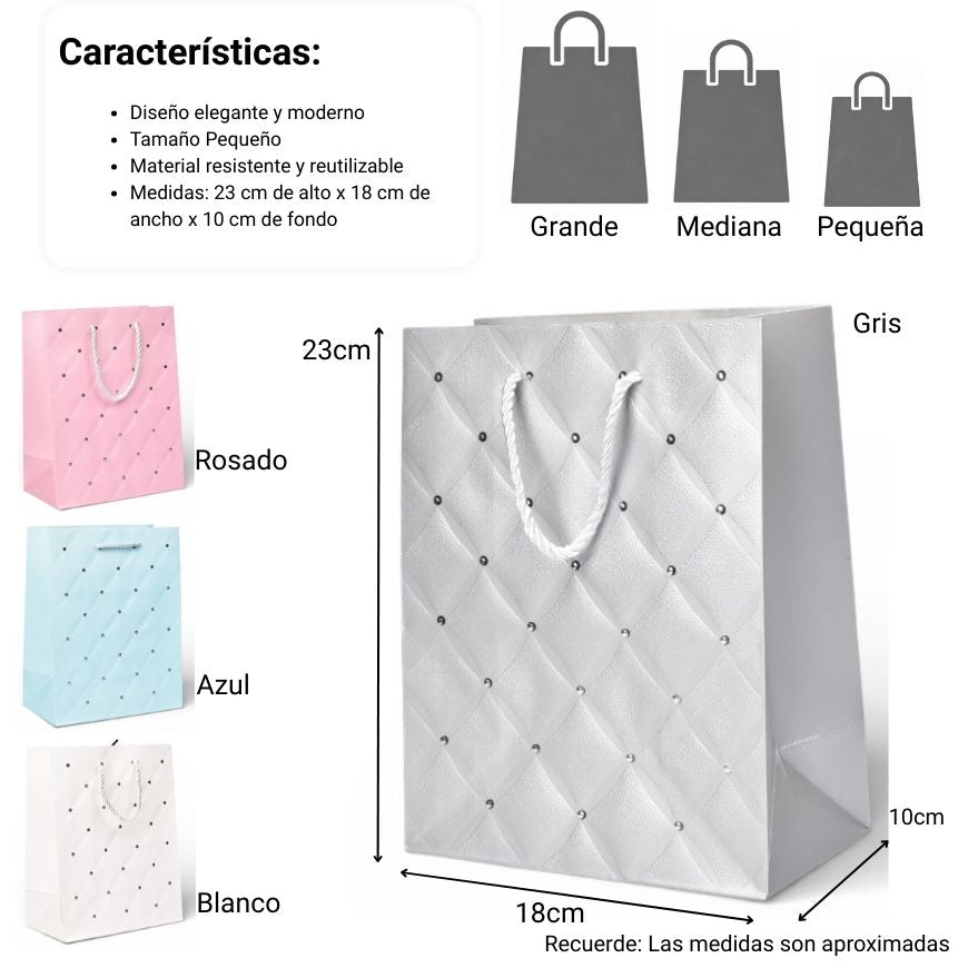 bolsa regalo varios colores de papel dim:18x23x10