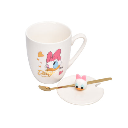 MUG POCILLO CERAMICA PERSONAJE CON TAPA Y CUCHARA 350ML DIM:10X8