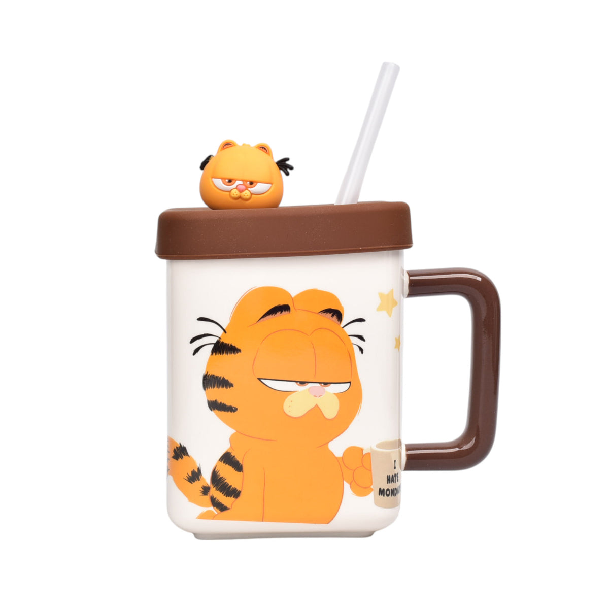 mug pocillo ceramica con tapa y pitillo personaje 450ml dim:10x8