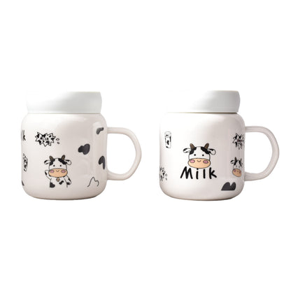 MUG POCILLO EN CERAMICA DE VACA GRANDE CON TAPA PLASTICA