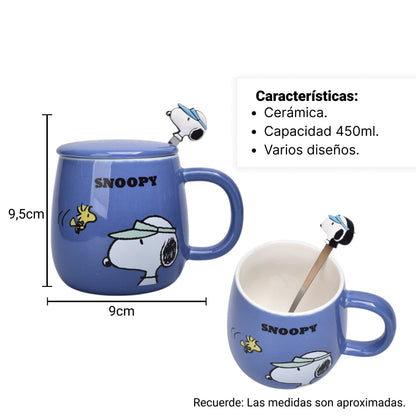 POCILLO CERAMICA SNOOPY PERSONAJE 370ML DIM:9X9