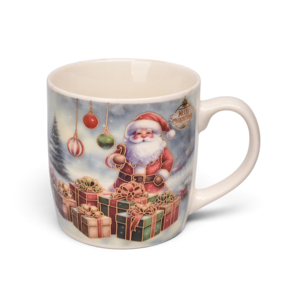 set 3pcs mug pocillo plato ceramica navideño 350ml