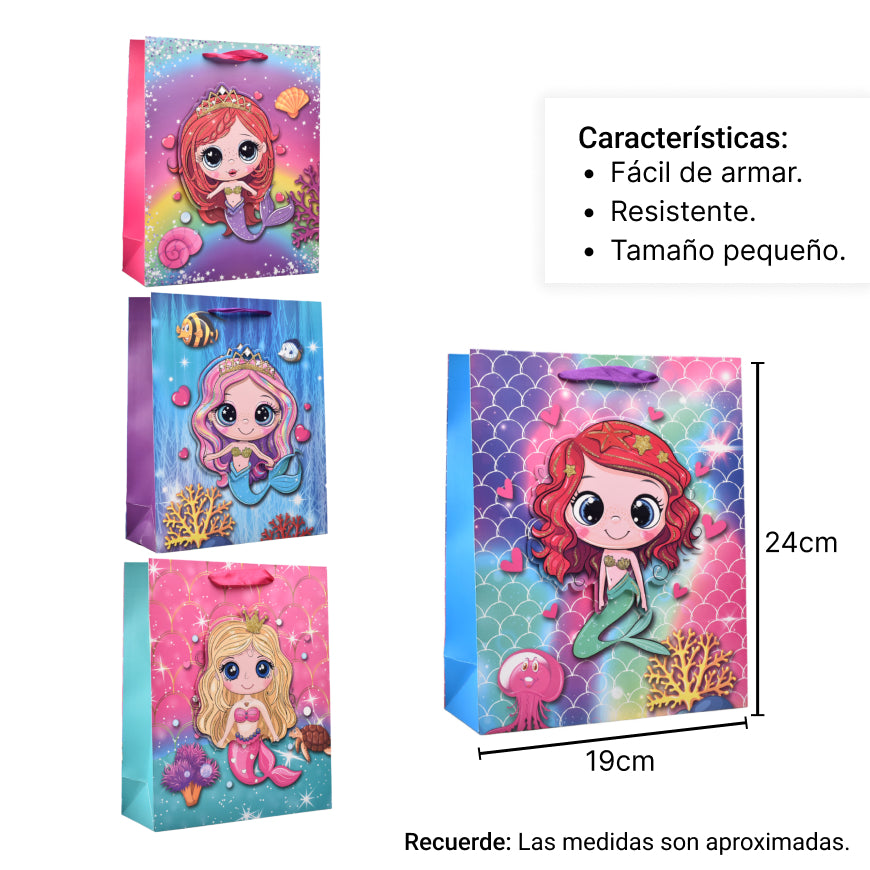 bolsa regalo en papel sirena tamaño pequeño