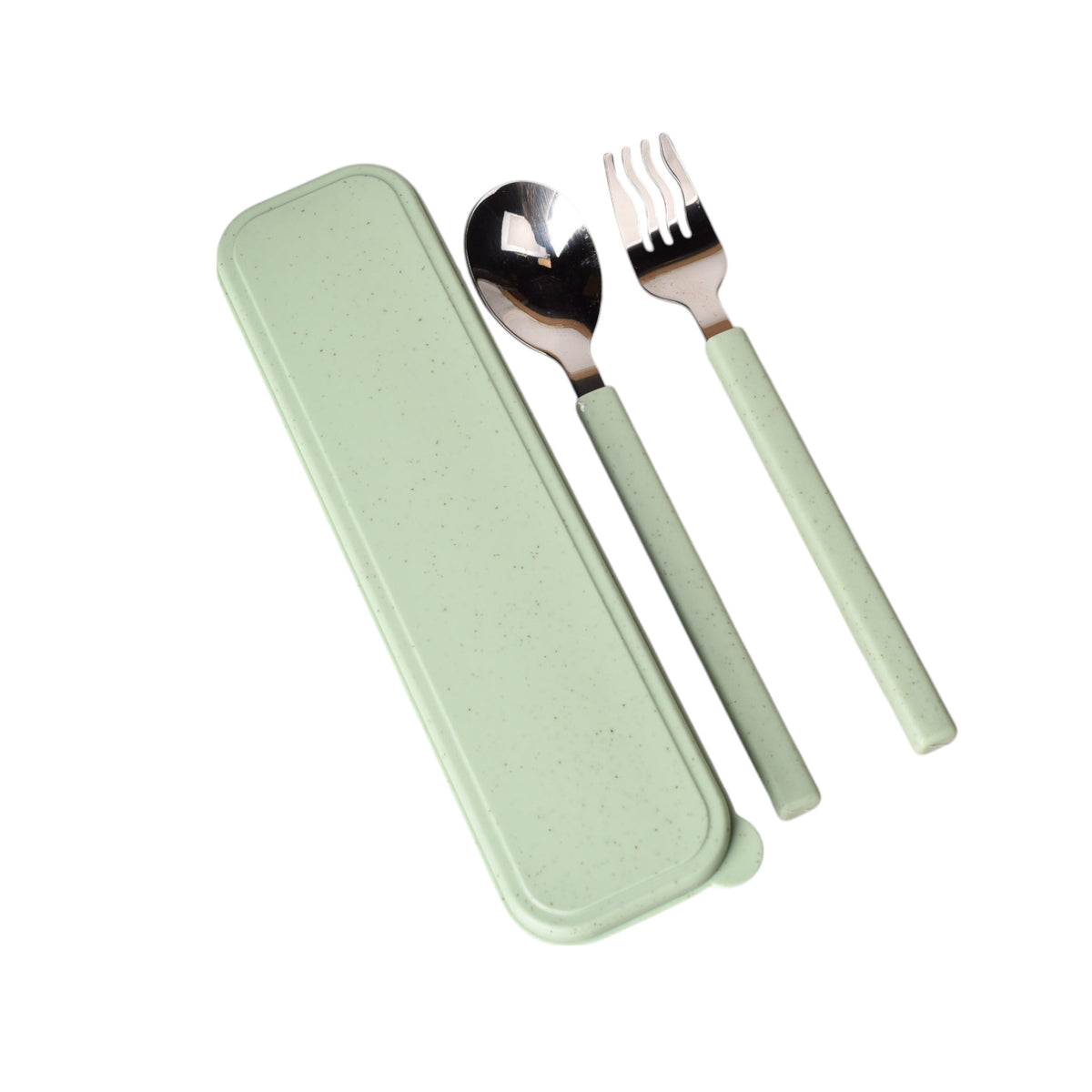set cubiertos portatiles plastico + acero varios colores dim