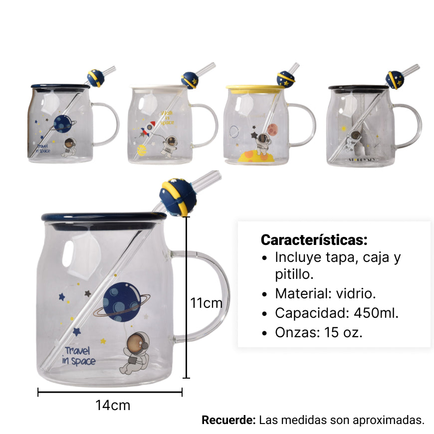 mug pocillo ceramica transparente diseños de astronauta