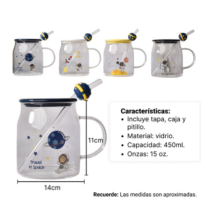MUG POCILLO CERAMICA TRANSPARENTE DISEÑOS DE ASTRONAUTA