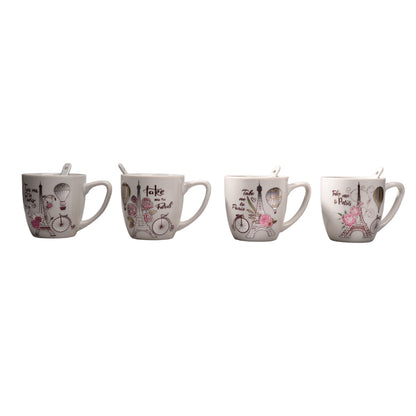 POCILLO EN CERAMICA CON CUCHARA DIM: 14x14x7