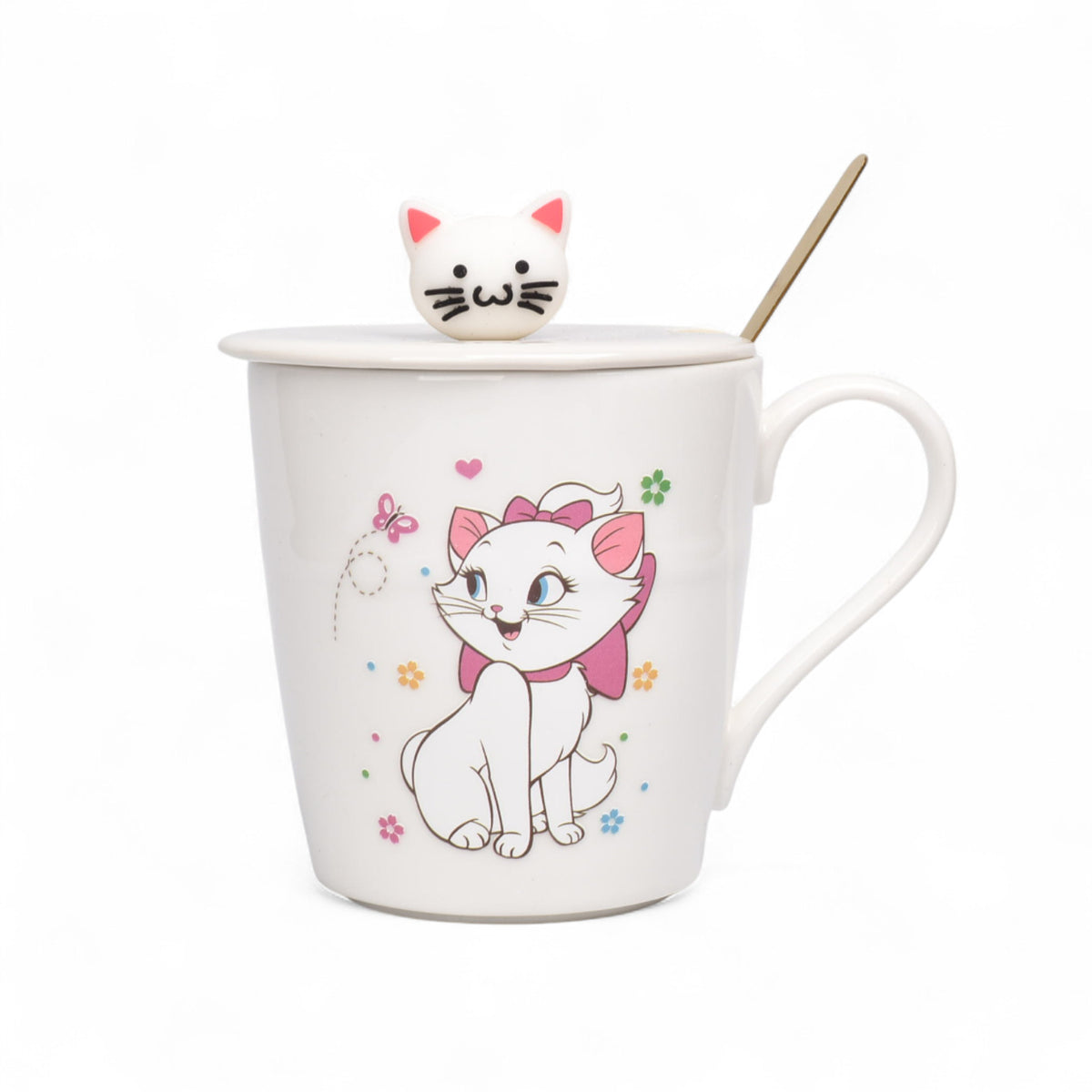mug pocillo ceramica personaje con tapa y cuchara 370ml dim:9x8