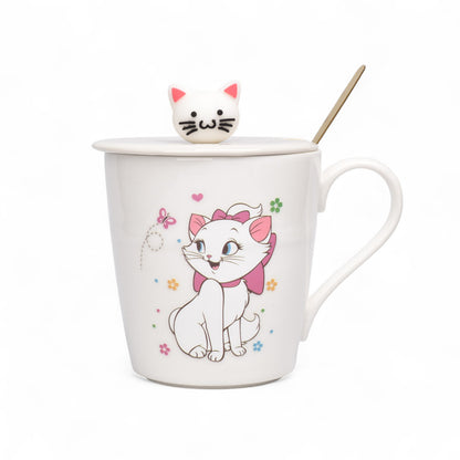 MUG POCILLO CERAMICA PERSONAJE CON TAPA Y CUCHARA 370ML DIM:9X8