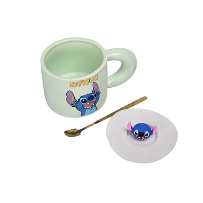 MUG POCILLO CERAMICA CON TAPA PERSONAJE 420ML DIM:9X9X7