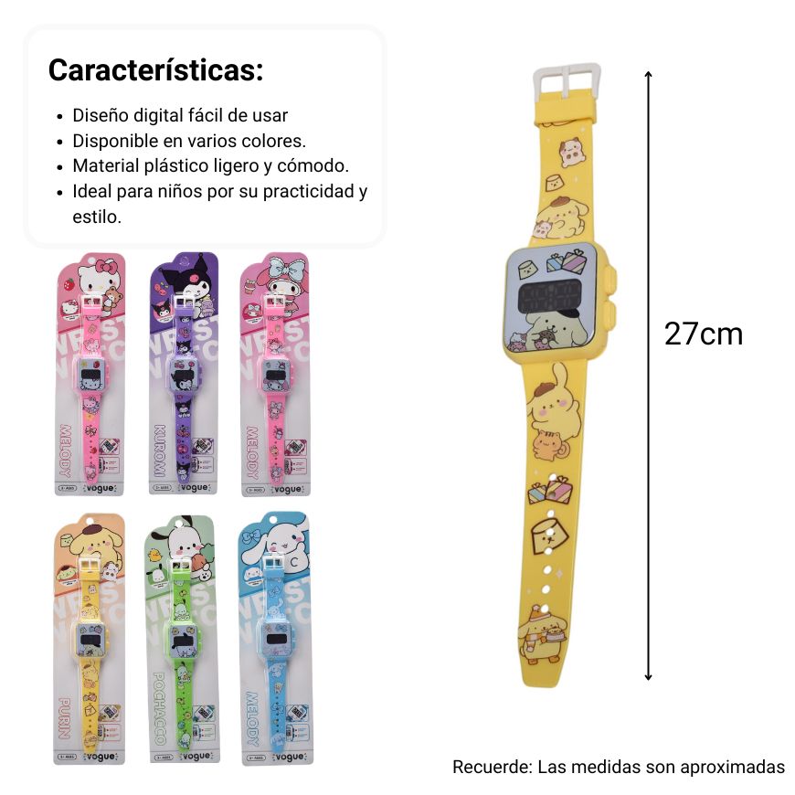 reloj juguete niños plastico personaje dim:27x7x2