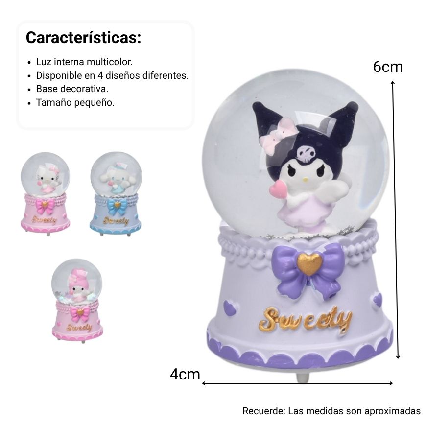 adorno esfera de vidrio y plastico personaje