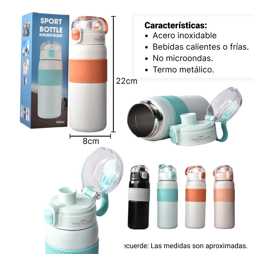 termo metalico 550ml acero inoxidable varios colores