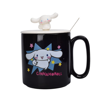 MUG POCILLO CERAMICA PERSONAJE CON TAPA DE 420ML
