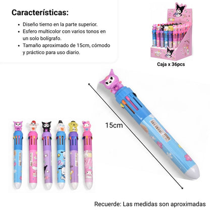 ESFERO PLASTICO VARIAS MINAS PERSONAJE DIM:15X2X2