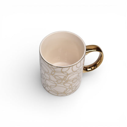 MUG POCILLO CERAMICA OREJA DORADA DISEÑO DIM:8X8X9