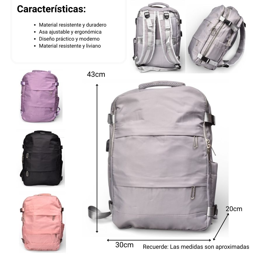 maleta morral varios colores sintetico dim:43x30x20