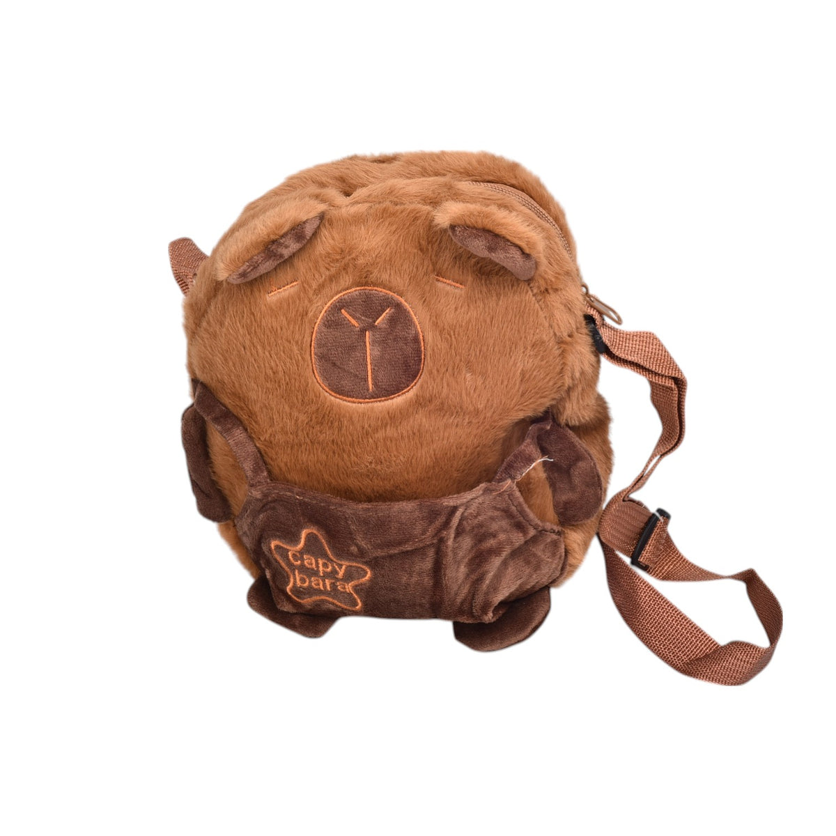 maleta morral peluche cafe dim:22x20x7