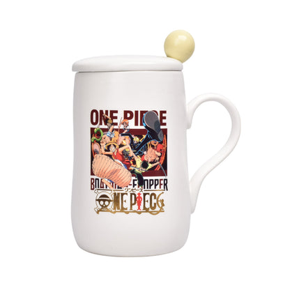 MUG POCILLO CERAMICA PERSONAJE CON TAPA Y CUCHARA 450ML DIM:12X7