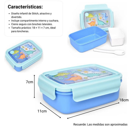 PORTACOMIDA PLASTICO NIÑO 880ML DIM:18X13X6