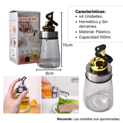 BOTELLA VIDRIO DISPENSADOR DE ACEITE DIM:7X7X15CM