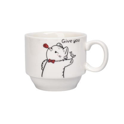 SET 4PCS POCILLOS CON BASE CERAMICA 150ML DISEÑO GATOS DIM:7X6X7
