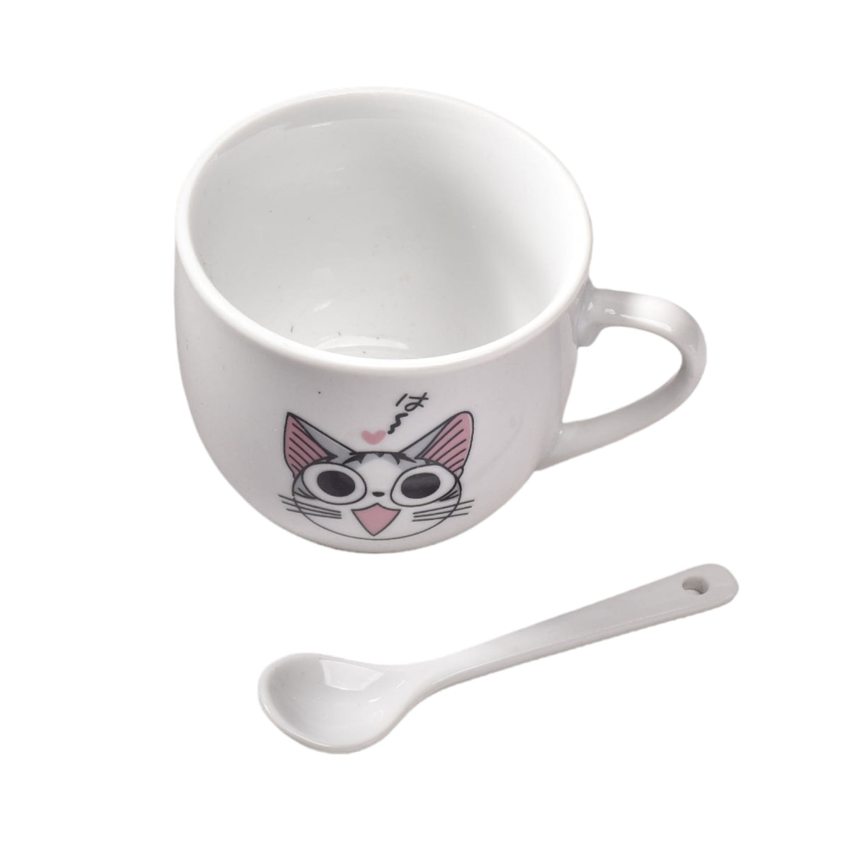 pocillo gato ceramica con cuchara dim: 7x7x6