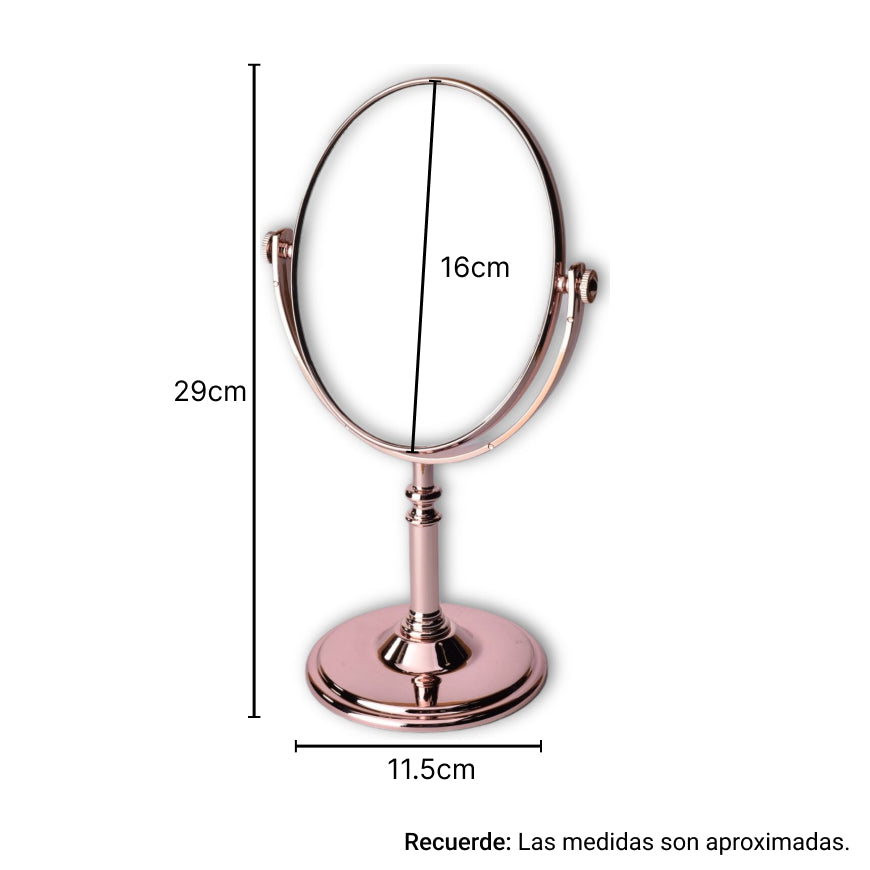 espejo  tocador ovalado oro rosa dim:29*15.5cm