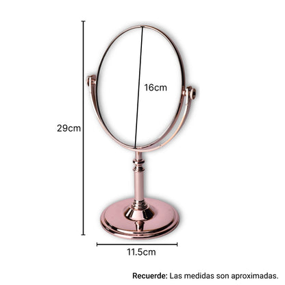 ESPEJO  TOCADOR OVALADO ORO ROSA DIM:29*15.5CM