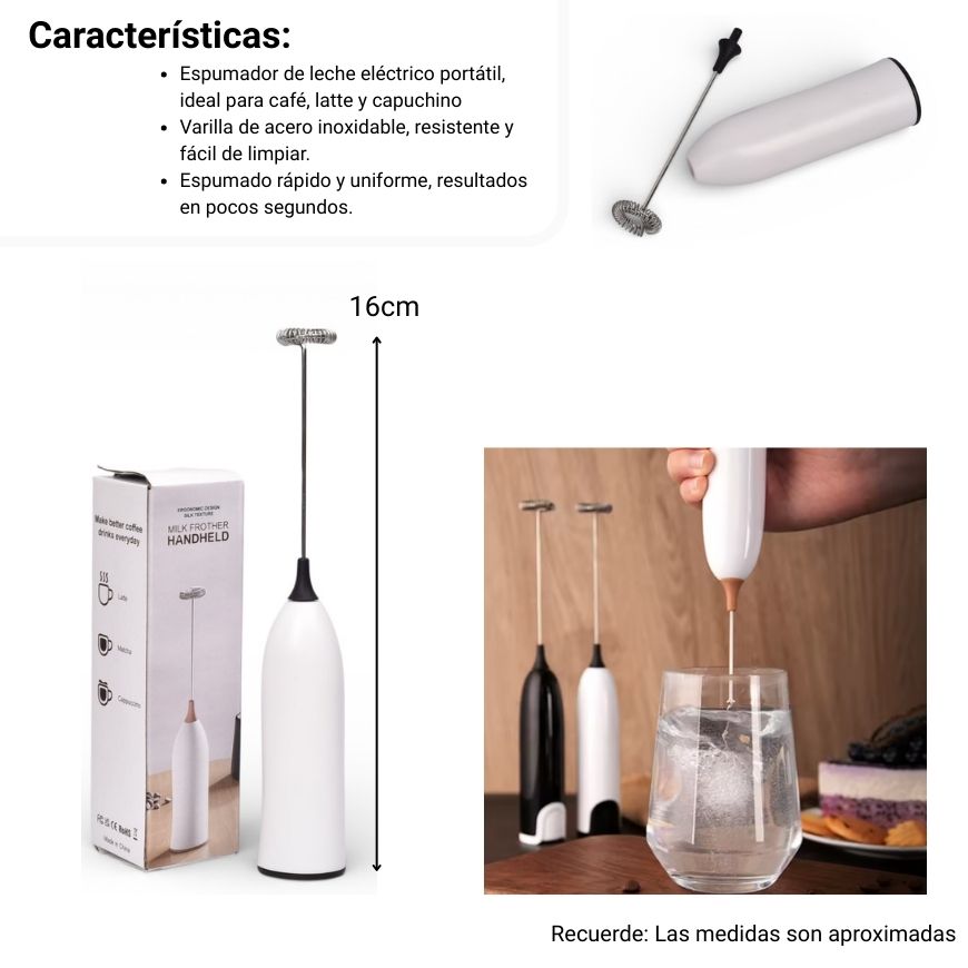 batidor recargable plastico y acero blanco  dim: 4x4x16
