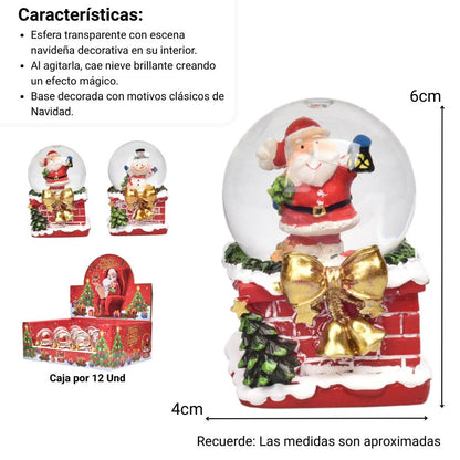 BOLA DE NIEVE ADORNO DE NAVIDAD VIDRIO RESINA DIM:6X4X4